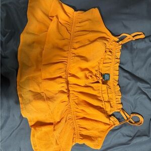 Bright Orange Ruffled Crop Top